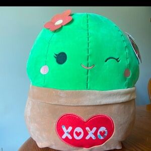 Squishmallows‎ Cute Green Cactus Shadi Plush with Heart Valentines